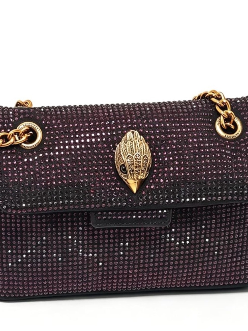 Kurt Geiger Black and Deep Purple Crystal-Embellished Shoulder Bag